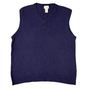 Vtg LL Bean‎ Mens Wool Navy Blue Sweater Vest Quiet Luxury Academia Old Money XL